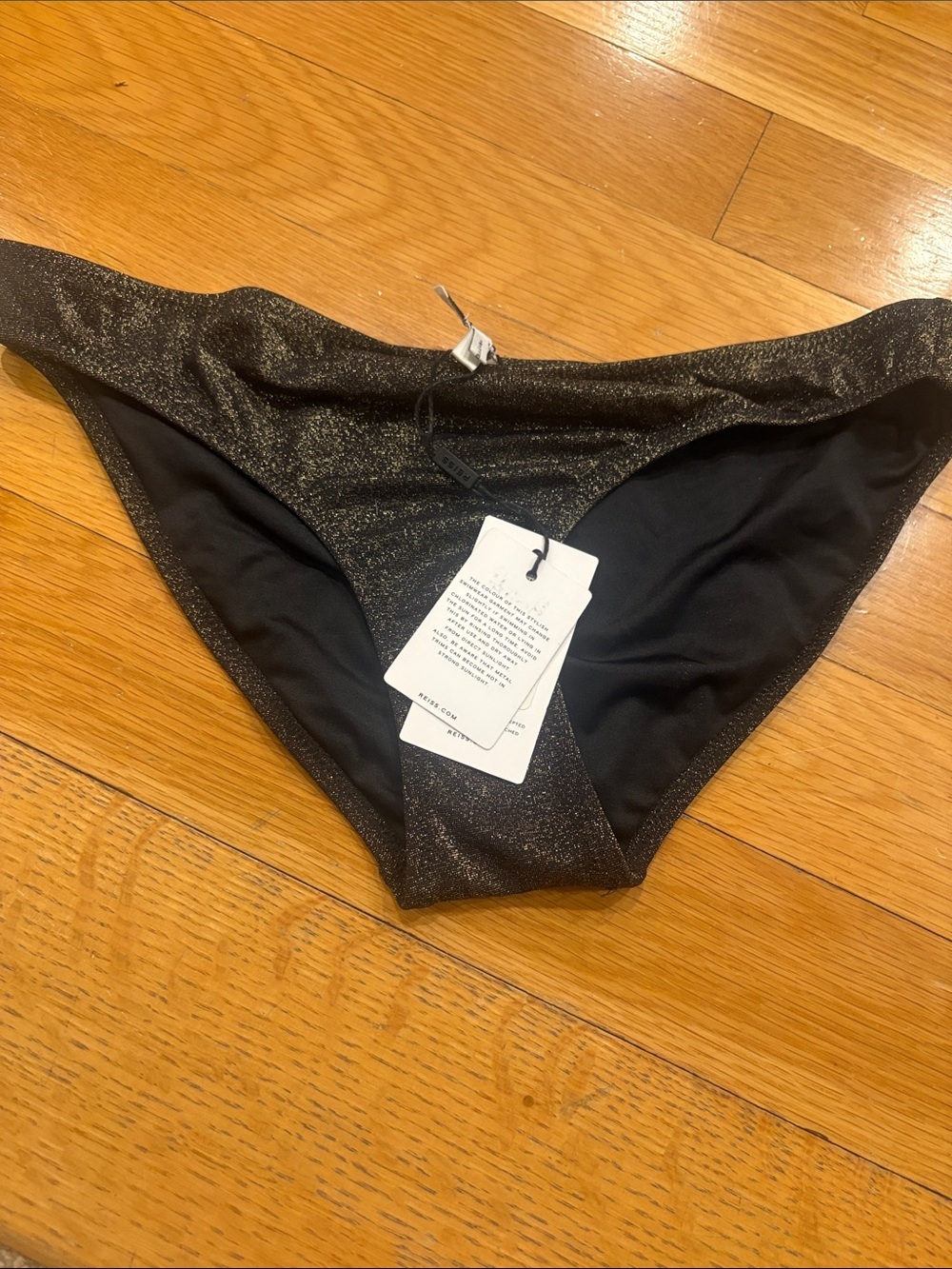 Reiss Shimmery Black Bikini Bottoms with Metallic Thread